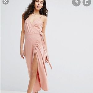 WYLDR WRAP OVER ME WRAP OVER MAXI DRESS PINK